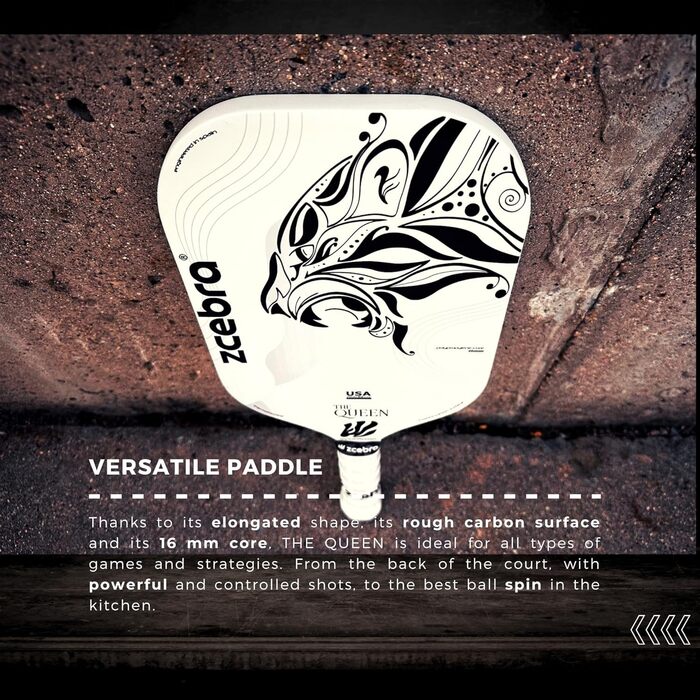Ракетка для піклболу The Queen Carbon Fiber, карбонова поверхня, захисна обгортка, сертифікована USA Pickleball
