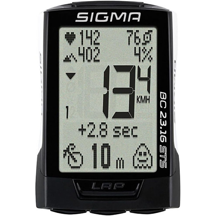 Велокомп'ютер Sigma Sport BC 23.16 STS Білий, з вимірюванням швидкості, висоти, пульсу та каденсу, високою пам’яттю та простою навігацією