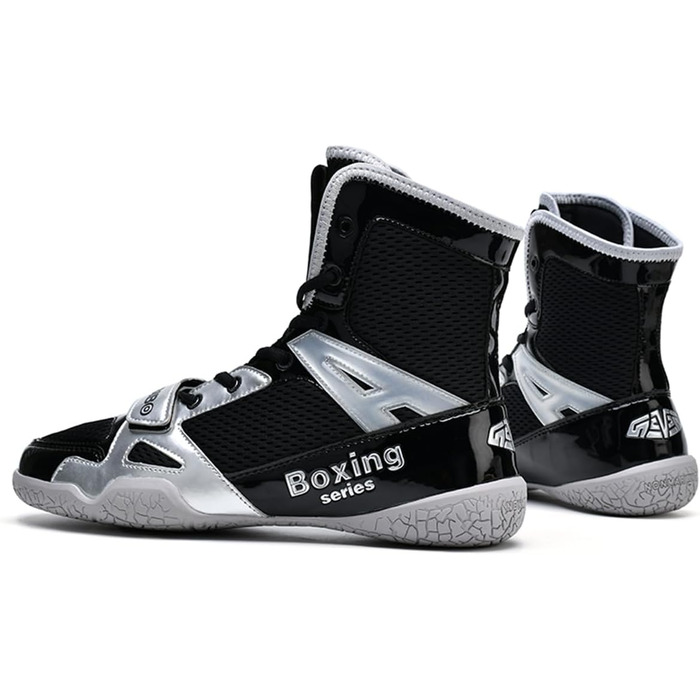 Чоловічі боксерські туфлі для боротьби, фітнесу та тренувань. Білі (33 EU, Чорний сріблястий)