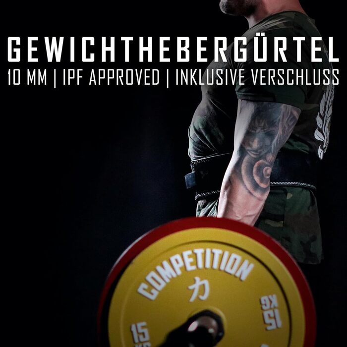 Пояс для пауерліфтингу Strength Shop 10мм з важільною застібкою, сталевою пряжкою, чорний-білий, для тренувань, підтримка спини та захист хребта, IPF сертифікований