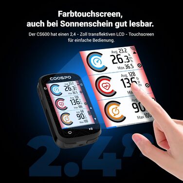 Велокомп'ютер GPS COOSPO CS600 з Bluetooth/ANT+, бездротовий, водонепроникний IPX7, з підсвіткою та навігацією, підтримка велорадара, 36 годин роботи
