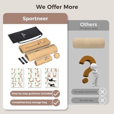 Набір балансувальних дощок Sportneer з натурального корку з сумкою – тренажер для ніг та балансу, для полегшення болю в ногах, тренування склепіння стопи, покращення балансу та стабільності, зміцнення гомілковостопного суглоба