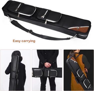 Чохол для більярдних київ ICZW на 4 киї (8 насадок) з шкірозамінника, чорний та верблюжий