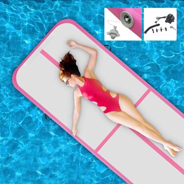 Надувний гімнастичний мат Air Turn Track Matte для tumbling, йоги та фітнесу, протиковзкий та водонепроникний (Рожевий, 3 м)