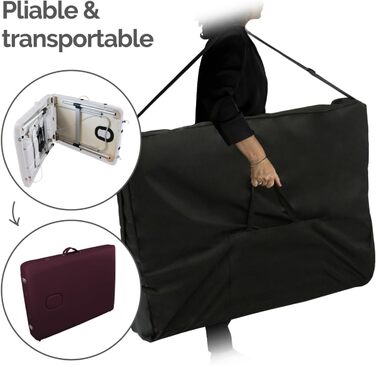 Складаний масажний стіл Vivezen з алюмінію (2 зони) + аксесуари та сумка для транспортування (колір слива)