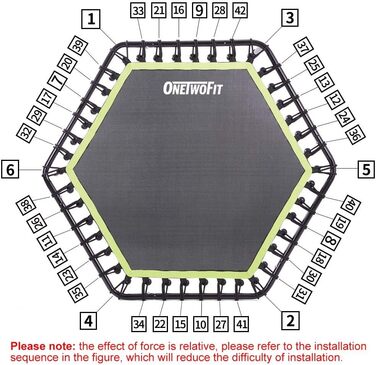 Міні-батут ONETWOFIT 122 см для занять спортом вдома та на вулиці, з регульованою ручкою, фітнес-батут, кардіотренування, зелений