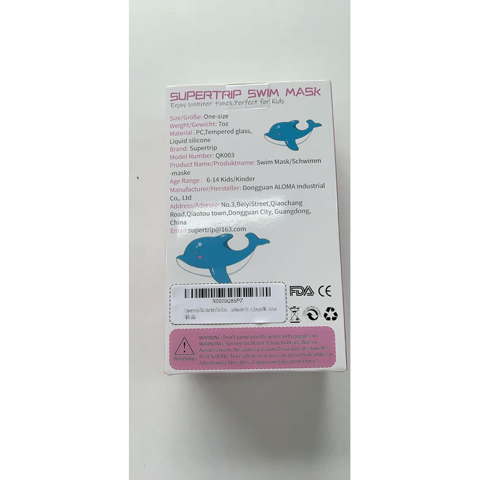 Дитяча маска для плавання та снорклінгу Supertrip, 6-14 років, скло, рожево-блакитна