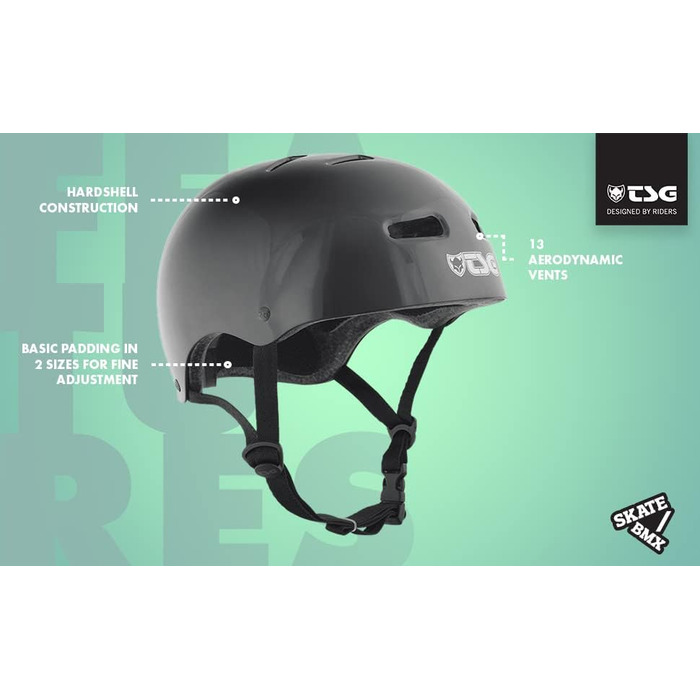 Шолом TSG для скейтборду та BMX S/M, інжектований, чорний