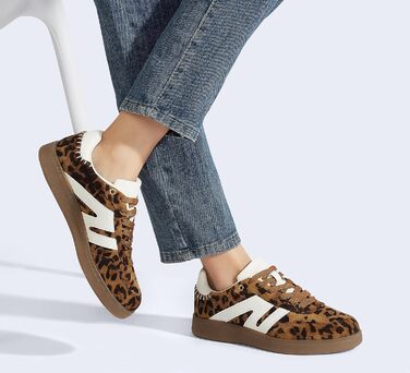 Кросівки жіночі LUCKY STEP класичні ретро, шкіра, для тенісу та скейтбордингу, з гумовою підошвою, Leopard (42 EU)