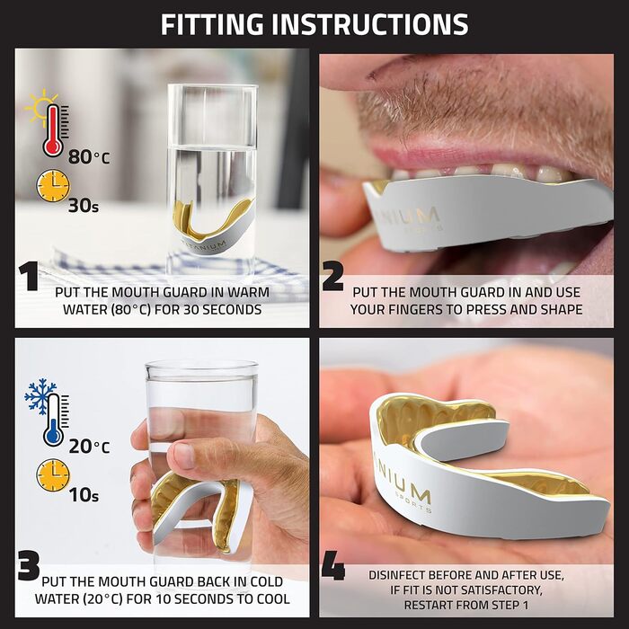 Захисний капу для спорту Titanium Sports Premium - Slim Fit з чохлом. Захист для боксу, MMA, джудо, карате, регбі, хокею, футболу. Підходить для дітей (<11) та дорослих (+12). Золотистий колір.