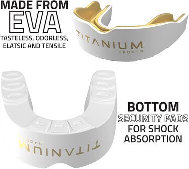 Захисний капу для спорту Titanium Sports Premium - Slim Fit з чохлом. Захист для боксу, MMA, джудо, карате, регбі, хокею, футболу. Підходить для дітей (<11) та дорослих (+12). Золотистий колір.