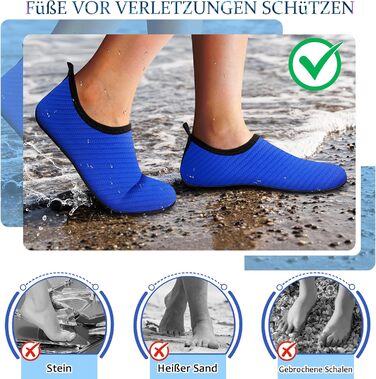 Чоловічі та жіночі аквашузи для плавання та водних видів спорту, легкі, швидковисихаючі, з антиковзким покриттям, блакитна лінія, 42/43 EU