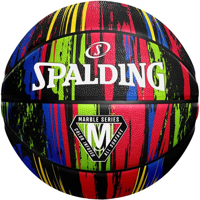 Баскетбольний м'яч Spalding Marble Sz7 для дорослих, чорний з райдужним малюнком