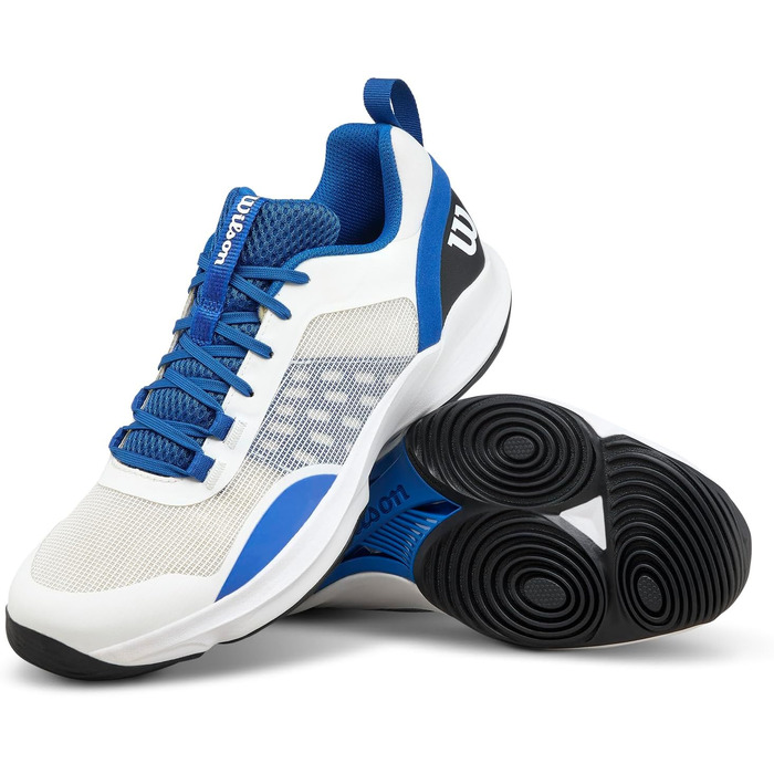 Взуття для падел-тенісу Wilson Hurakn Pro V2 для чоловіків (44 EU, X-широкий, білий, блакитний, чорний)