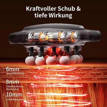 Масажний пістолет VTT з 16 насадками для глибокого масажу м'язів спини та плечей, 3 режими, 30 швидкостей, акумулятор 2600mAh