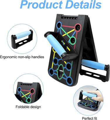Лежанка для віджимань складана з еластичними тросами для тренувань м'язів та фітнесу