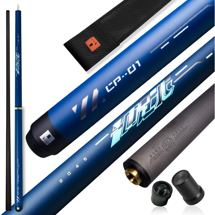 Little Monster Karbonfaser Break & Jump Queue - 3-частини, 553 г, 12.9 мм, з чохлом (небесно-блакитний)