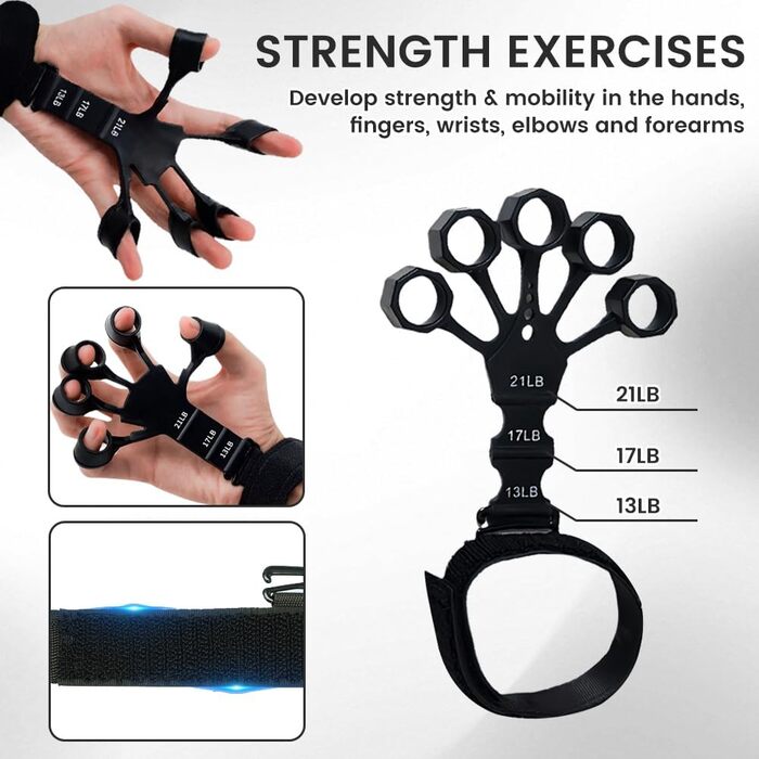 Флінтронік Гріффкрафттрейнер: Набір для тренування рук та пальців, 3 рівні опору. Ідеально для скелелазіння, гри на гітарі та піаніно