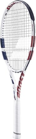 Тенісна ракетка Babolat Boost Drive: легкий графітовий фрейм, велика головка, струни 16x19, для початківців, білий/кораловий гріп