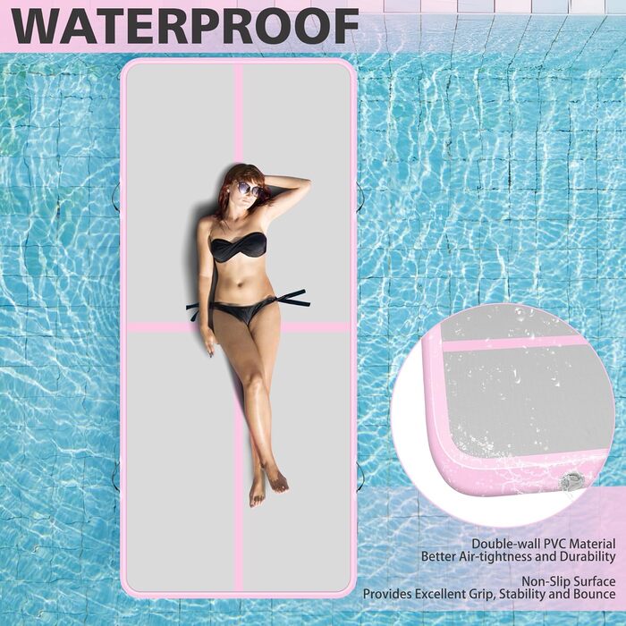 Надувний килимок для гімнастики BPB з електричним насосом. 10 футів. Килимок для акробатики, тренувань, гімнастики, йоги, пілатесу, бойових мистецтв та відпочинку на пляжі. Розмір: 300x100x10 см