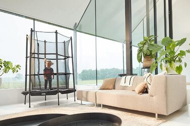 Батут дитячий Salta Junior Ø 140 см, чорний/рожевий, з сіткою, TÜV geprüft