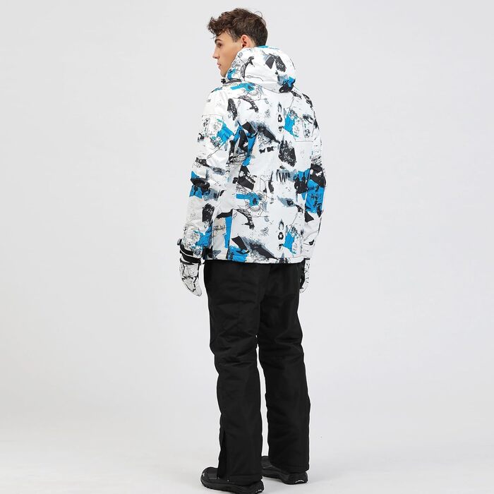 Комплект гірськолижний чоловічий HOTIAN: куртка та штани, зимовий костюм, водонепроникний, вітронепроникний, синій+чорний