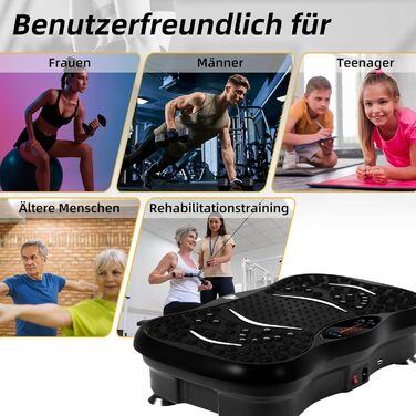 Віброплатформа EVOLAND 3D для фітнесу з 5 програмами, Bluetooth та 2 гумками для тренувань вдома