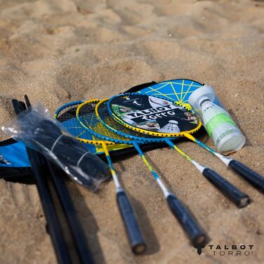 Набір для бадмінтону Talbot-Torro Family: 2 дитячі ракетки (53 см), 2 стандартні ракетки, 3 волани, регульована сітка, сумка, 449507 Single