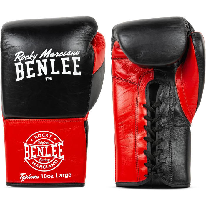 Боксерські рукавички BenLee Typhoon 10 oz, шкіряні, чорно-червоні