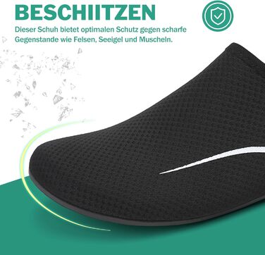 Чоловічі та жіночі аквашузи Sixspace для плавання, серфінгу, йоги та відпочинку на пляжі. Швидко сохнуть, дихаючі, чорні (розмір EU 37)