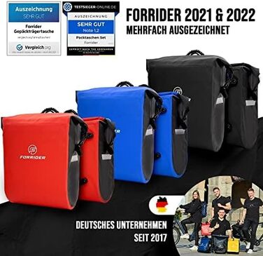 Комплект велосипедних сумок Forrider 2 шт. для багажника, водонепроникні, з відбивачами, 50 л, чорні, для покупок