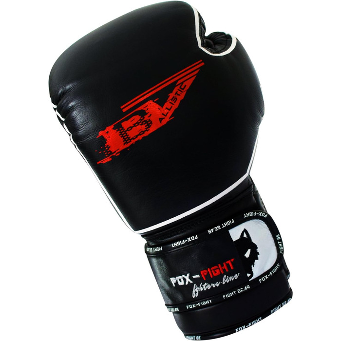 Преміальні боксерські рукавички FOX-FIGHT B7 з натуральної шкіри, 12 OZ, для боксу, муай тай, кікбоксингу, MMA, спарингів та тренувань, чорні