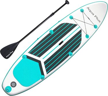 Надувне SUP Aqua Plus 15cm: дошка для станд-ап паддлбордингу з насосом, веслом та рюкзаком для подорожей (335 x 83 x 15 cm)