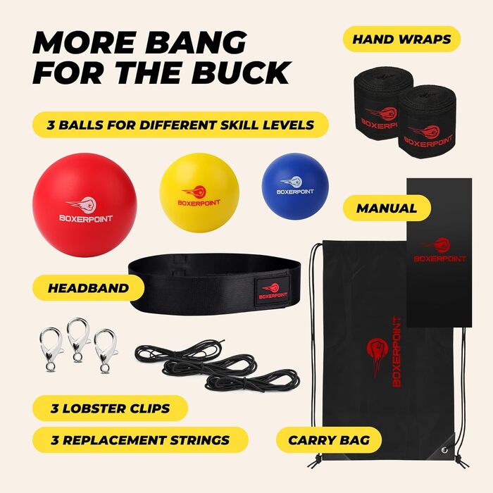 Рефлексний м'яч для боксу - набір для дорослих та дітей з наголов'ям, сумкою та рукавичками. Покращує координацію, швидкість ударів та реакцію. Комплект з 3 м'ячів