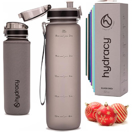 Пляшка для води Hydracy з фруктовим вставкою, 1 л, BPA-free, з часовою розміткою, герметична спортивна пляшка без конденсату для спорту та активного відпочинку