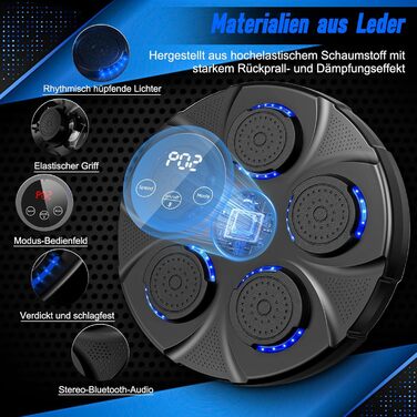 Музична боксерська машина на стіну, професійна модель з Bluetooth, 9 швидкостей та режимів, для дітей та дорослих, чорна