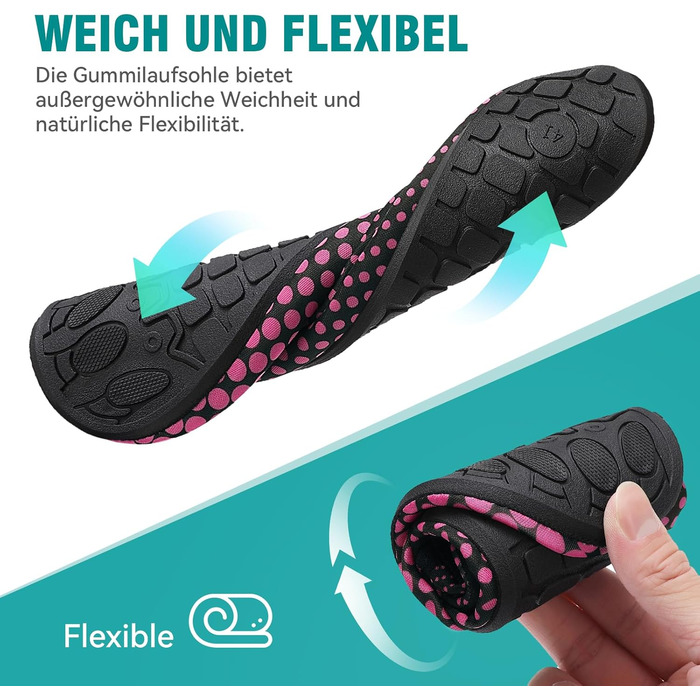 Шкарпетки для плавання та водних видів спорту, шкарпетки для басейну, шкарпетки для пляжу, антиковзкі, розмір 34-47 (40 EU, Rose Rot W995)