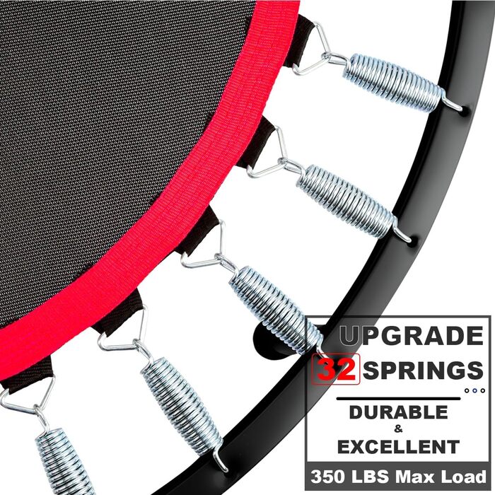 Міні-трамплін DARCHEN для дорослих, 200 кг, 100 см: для тренувань та фітнесу, тиха та безпечна пружина, чорний каркас, червоний