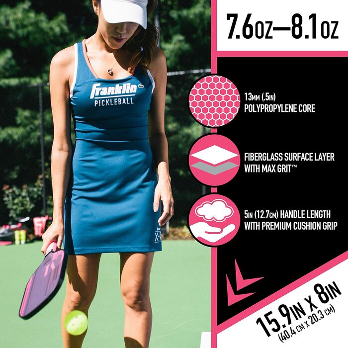 Падл для піклболу Franklin Sports Ben Johns Aspen Kern Pro Tournament з MaxGrit – 13 мм