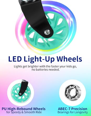 Дитячий самокат BELEEV V1Plus чорний: складаний, з LED-колесами та підсвічуванням деки, регульована висота, для дітей 3-12 років