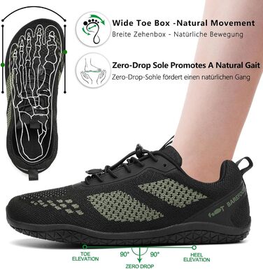 Босоніжки Geweo для жінок та чоловіків: зручні спортивні кросівки з широкою передньою частиною, легкі, для фітнесу, кросфіту, силових тренувань, без підйому, трекінгові, унісекс, 37-47 EU (Outdoor, зелений, 37 EU широкі)