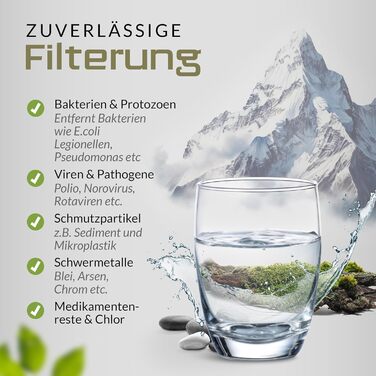 Фільтр-пляшка для води BERGKVIST FJÄLLKLAR 1 л з фільтром AHLSTROM, чорна – для чистої питної води під час кемпінгу, туризму та виживання