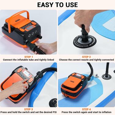 Електричний насос Dr.meter SUP з акумулятором 6000mAh: для SUP-дошок, човнів, наметів, каяків