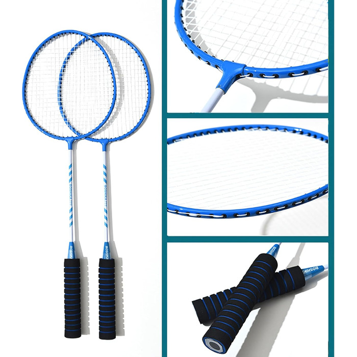 Набір для бадмінтону Carbon Profi: 2 ракетки, сітка, м'ячики, сумка (блакитний)