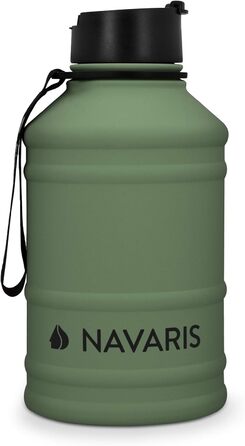 Navaris спортивна пляшка 2,2 л із нержавіючої сталі, темно-зелена, BPA-free, для води, спортзалу та фітнесу