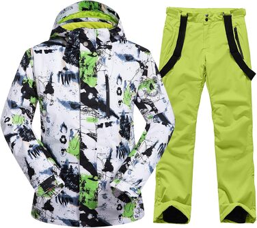 Комплект гірськолижний чоловічий HOTIAN: куртка та штани, водонепроникний, вітронепроникний, зелений+зелений, XL