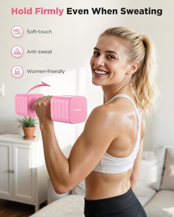 Набір гантелей FEIERDUN регульовані 2 шт., 2/4/6/8/4,5 кг, для жінок, швидке регулювання ваги, подвійний захист, для домашнього фітнесу (B-Cute Pink)