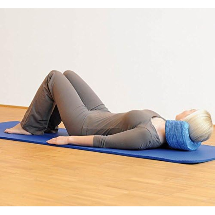 Поролоновий ролик SISSEL Pilates Soft з вирівнювачем для голови, Ø15x90 см, синій, для пілатесу та гімнастики