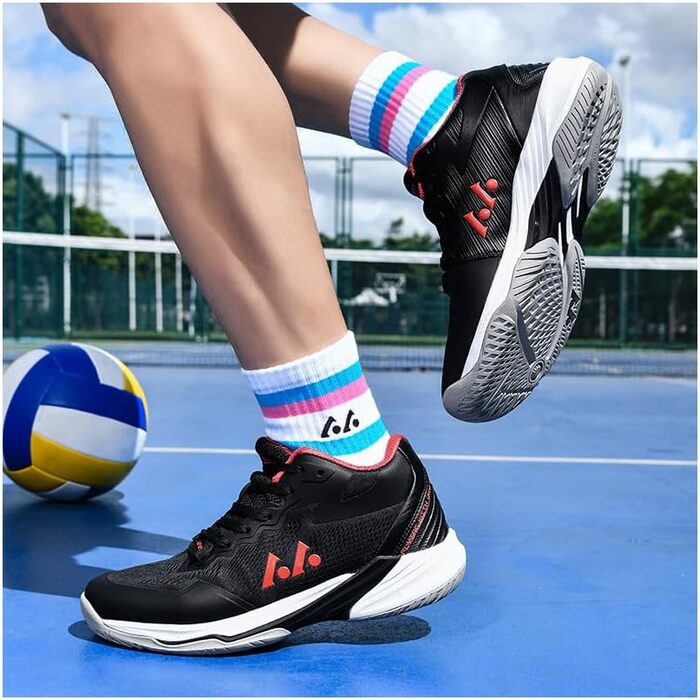 Волейбольні кросівки для чоловіків, кросівки для залу, тренувальні кросівки, легка амортизація, неслизька підошва, розміри 38-48 EU (42 EU, Чорний)