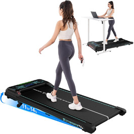 CITYSPORTS Біговий тренажер з регулюванням нахилу, WalkingPad з LED-дисплеєм та світловим ефектом, швидкість 1-6 км/год, для дому та офісу, з пультом керування, колір Green